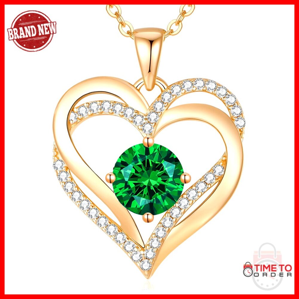 Sterling Silver Pendant Necklace Elegant Minimal Chic Heart Birthstone Gift